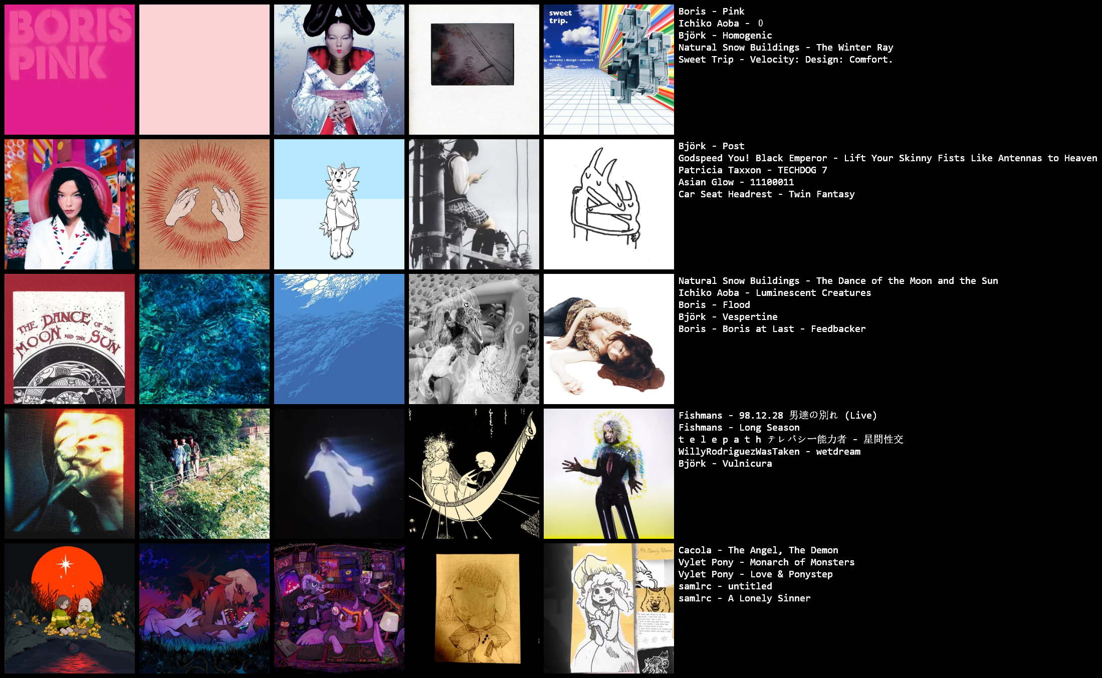 all the album names are below, so dw